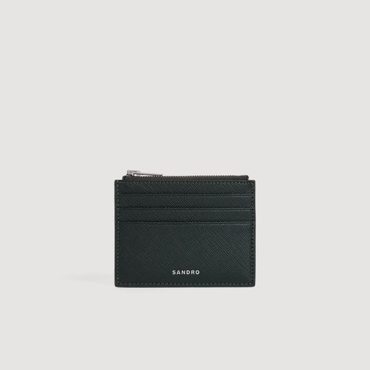 New Zipper Synthetic leather zip card holder Green