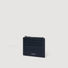 Grained Leather Zip Card Holder Navy Blue
