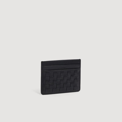 Holder Woven Braided leather card holder Black