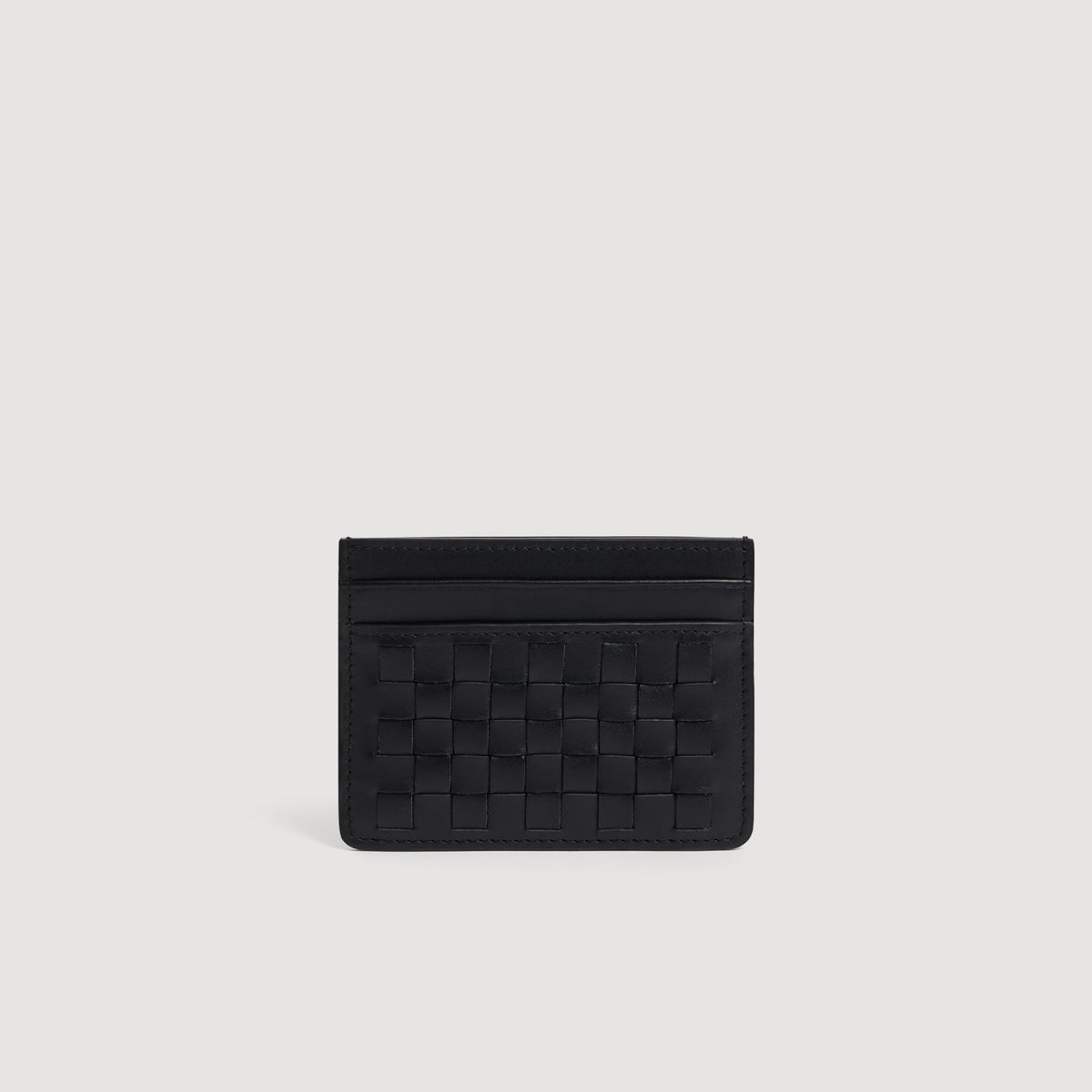 Holder Woven Braided leather card holder Black