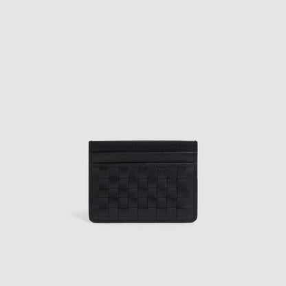 Holder Woven Braided leather card holder Black