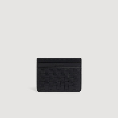 Holder Woven Braided leather card holder Black
