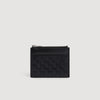 Zipper Woven Woven leather zip card holder Black