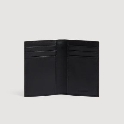 Folded Woven Braided leather card holder Black