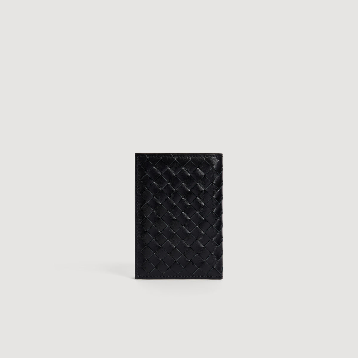 Folded Woven Braided leather card holder Black