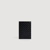Folded Woven Braided leather card holder Black