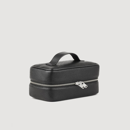 Toilet Bag In Grained Fabric Black