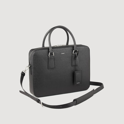 Briefcase In Certified Leather Black