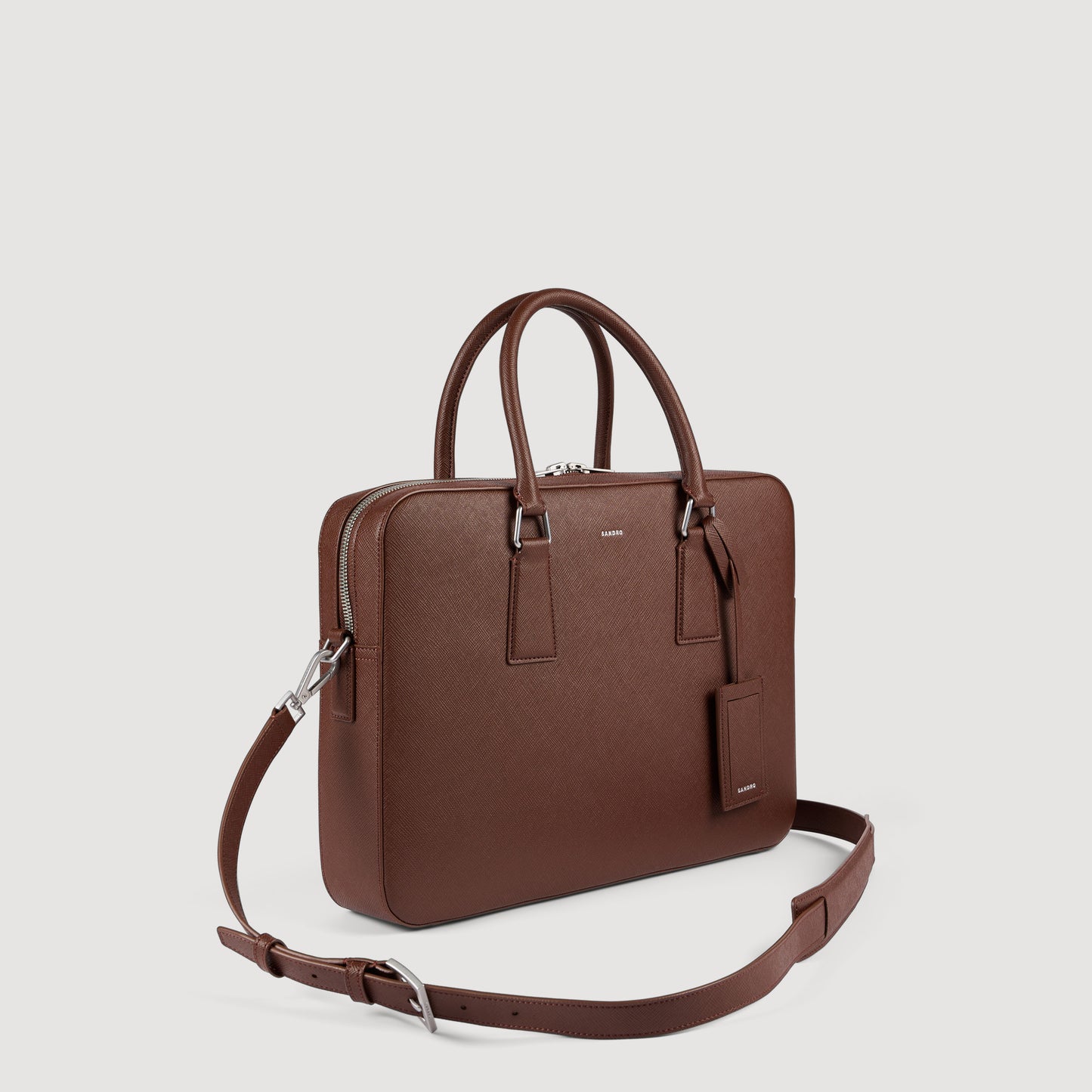 Downtown Large Update Reconstituted Leather Briefcase Cognac