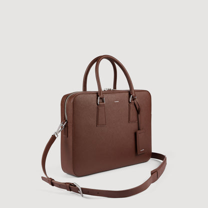 Downtown Large Update Reconstituted Leather Briefcase Cognac