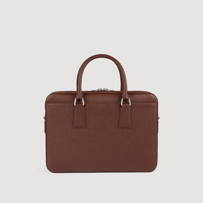Downtown Large Update Reconstituted Leather Briefcase Cognac
