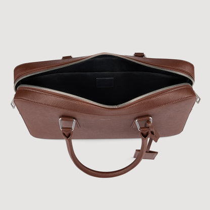 Downtown Large Update Reconstituted Leather Briefcase Cognac