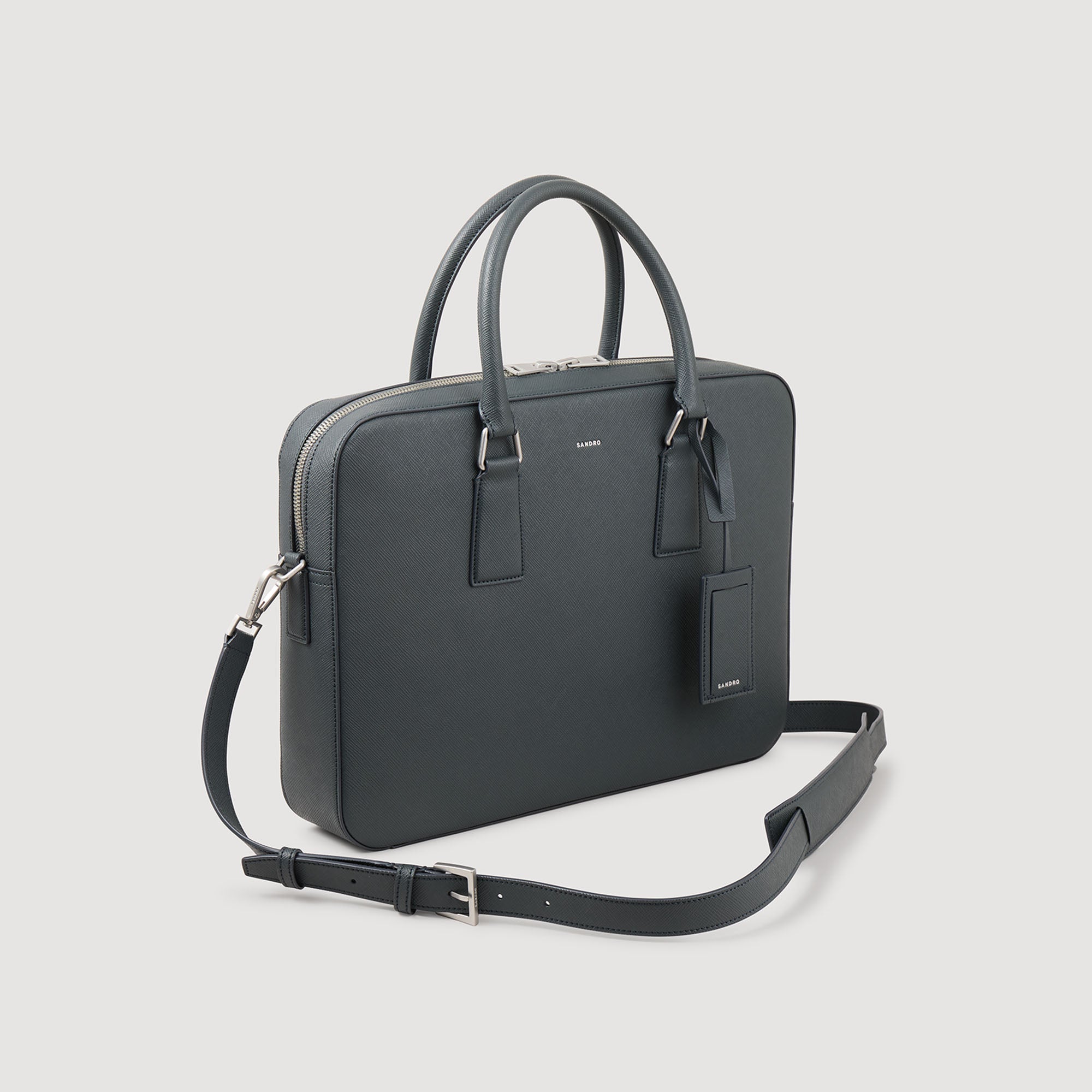 Downtown Large Update Reconstituted Leather Briefcase Steel