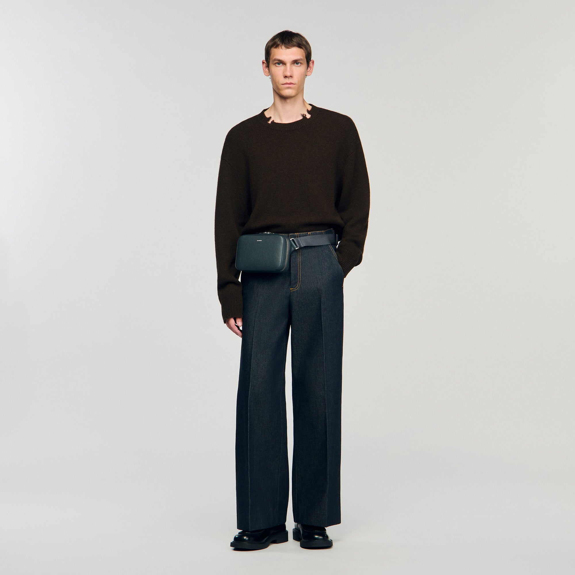 Brick Bag Saffiano Small Reconstitued Leather Bag Steel
