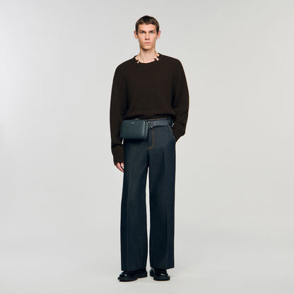 Brick Bag Saffiano Small Reconstitued Leather Bag Steel