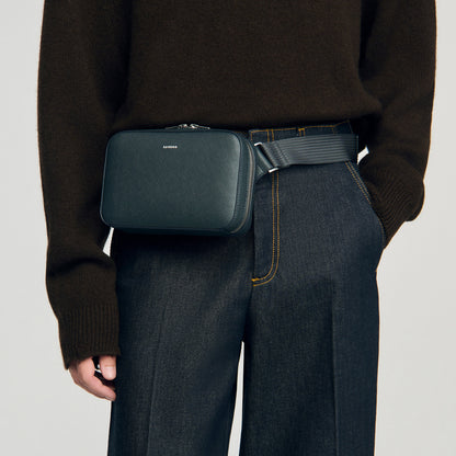 Brick Bag Saffiano Small Reconstitued Leather Bag Steel