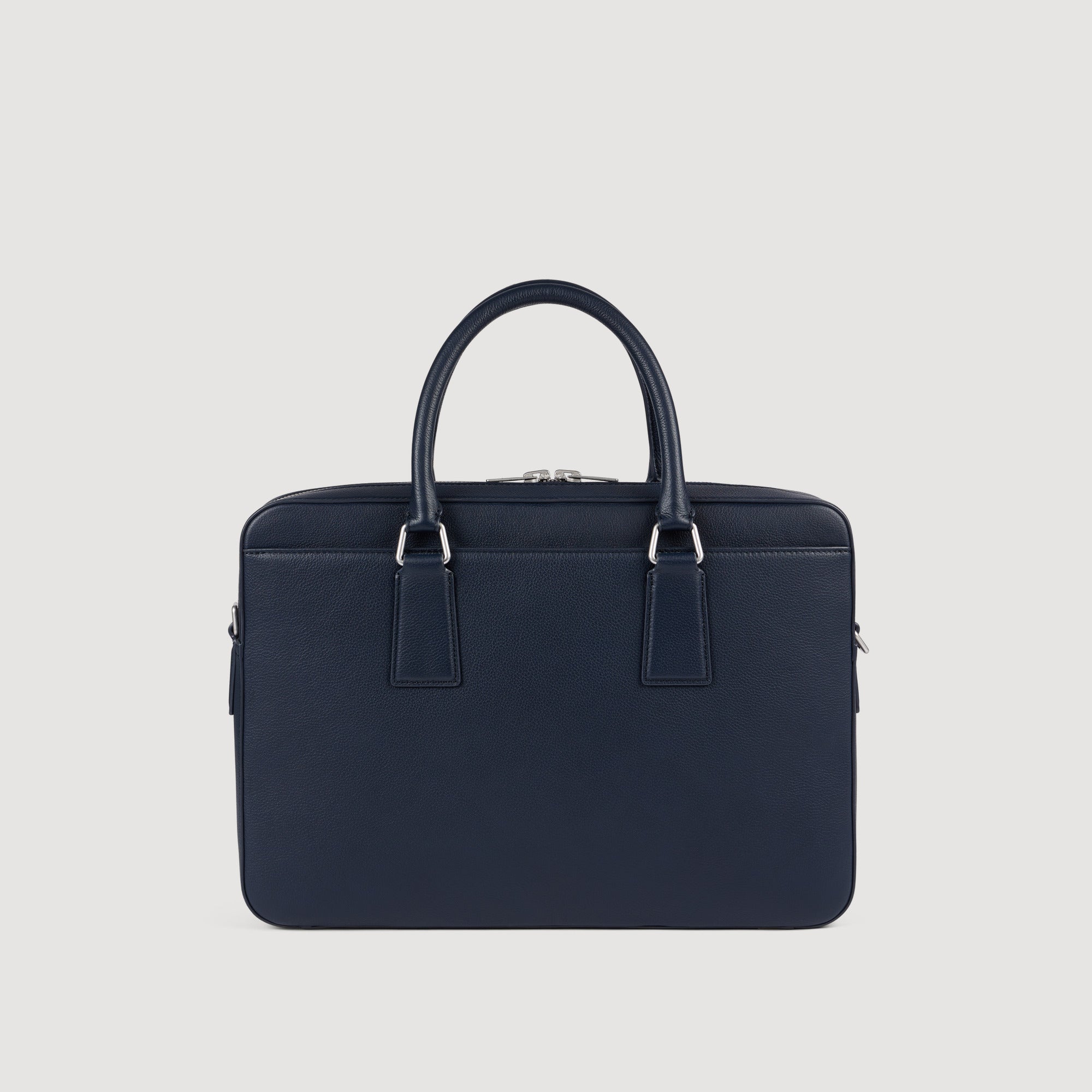 Downtown Grain Large Grained Leather Briefcase NAVY BLUE