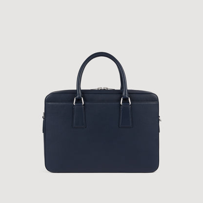 Downtown Grain Large Grained Leather Briefcase NAVY BLUE
