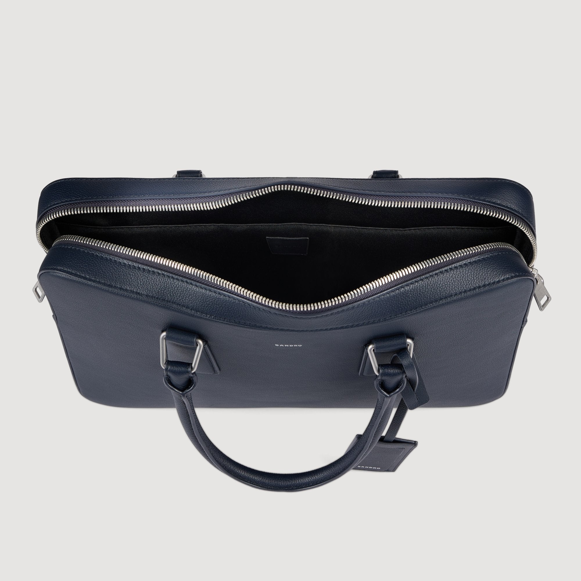 Downtown Grain Large Grained Leather Briefcase NAVY BLUE