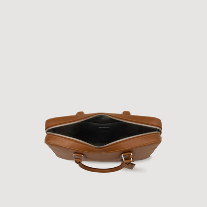 Downtown Grain Large grained leather briefcase Cognac