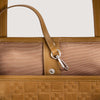 Tote Square Cross Suede Split Leather Shopping Bag Camel