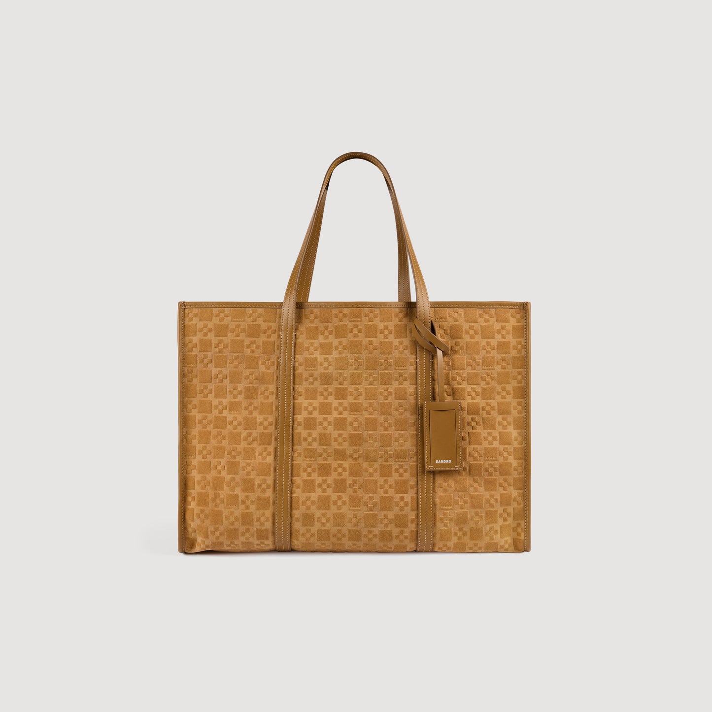 Tote Square Cross Suede Split Leather Shopping Bag Camel