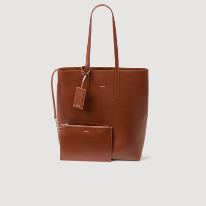 Minimal Tote Leather Shopping Bag Chocolate
