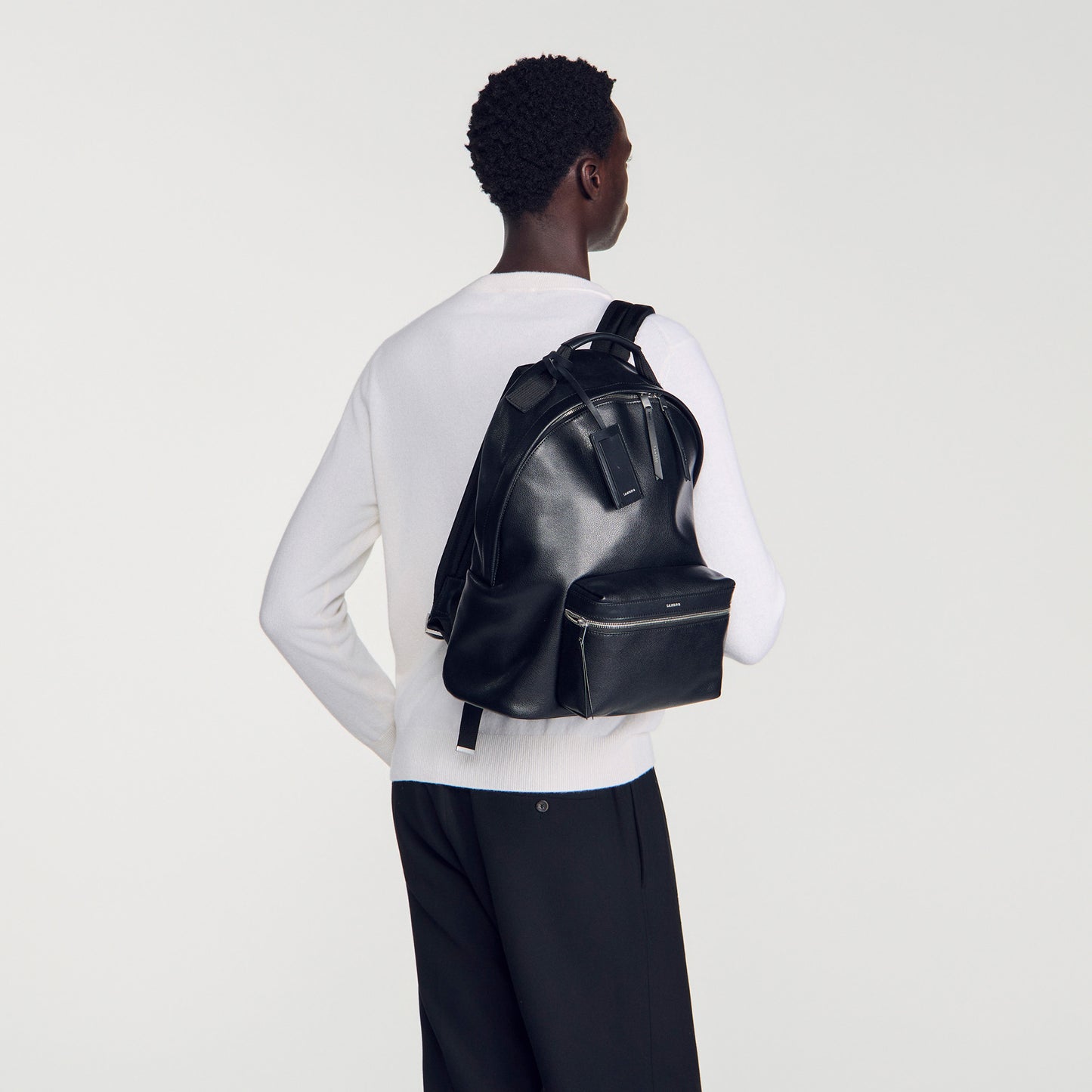 Backpack Regrain Reconstituted leather rucksack Black