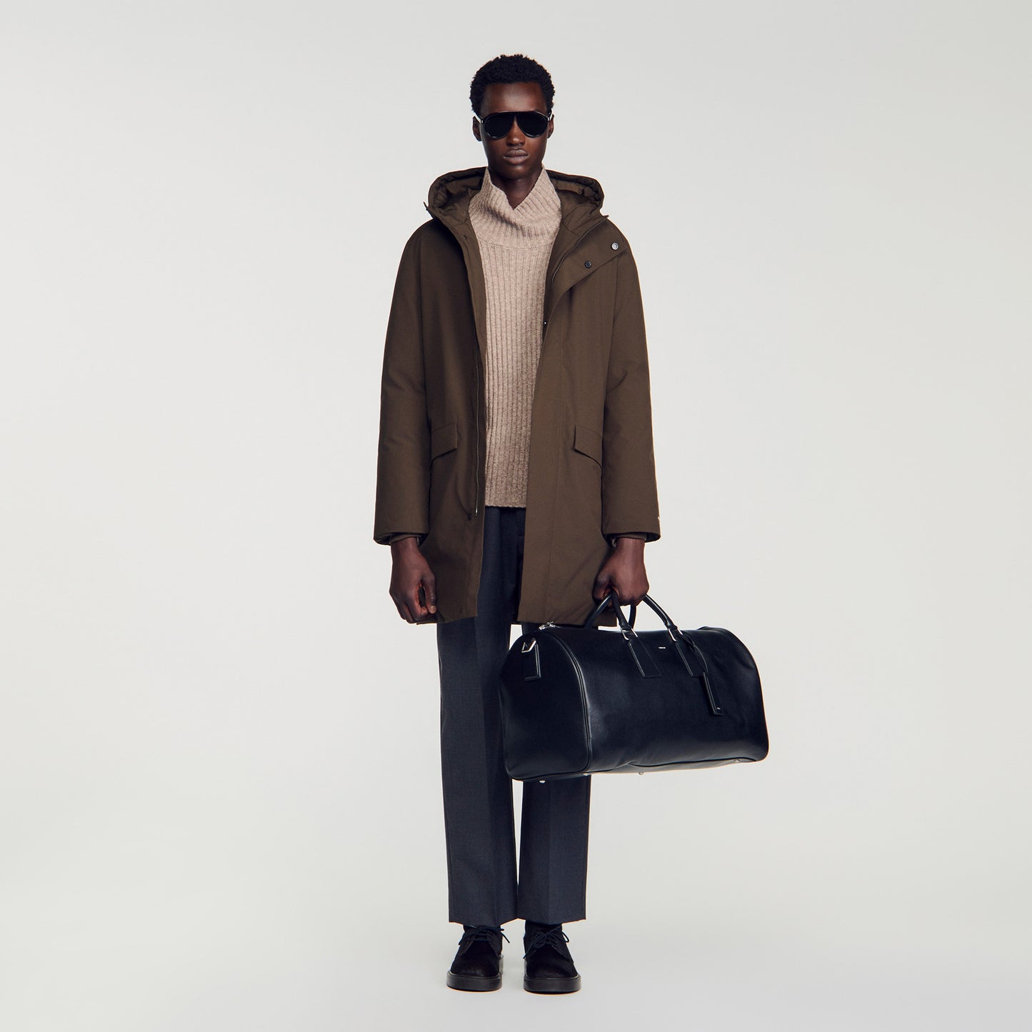 Weekender Regrain Grained leather weekend bag Black