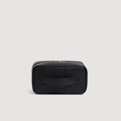 Wash Regrain Leather toilet bag Black
