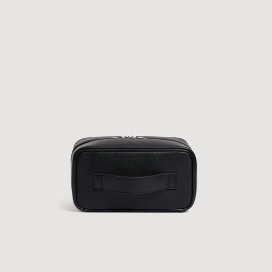 Wash Regrain Leather toilet bag Black