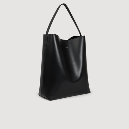 Soft Hobo Leather hobo bag with logo Black