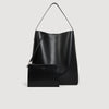 Soft Hobo Leather hobo bag with logo Black