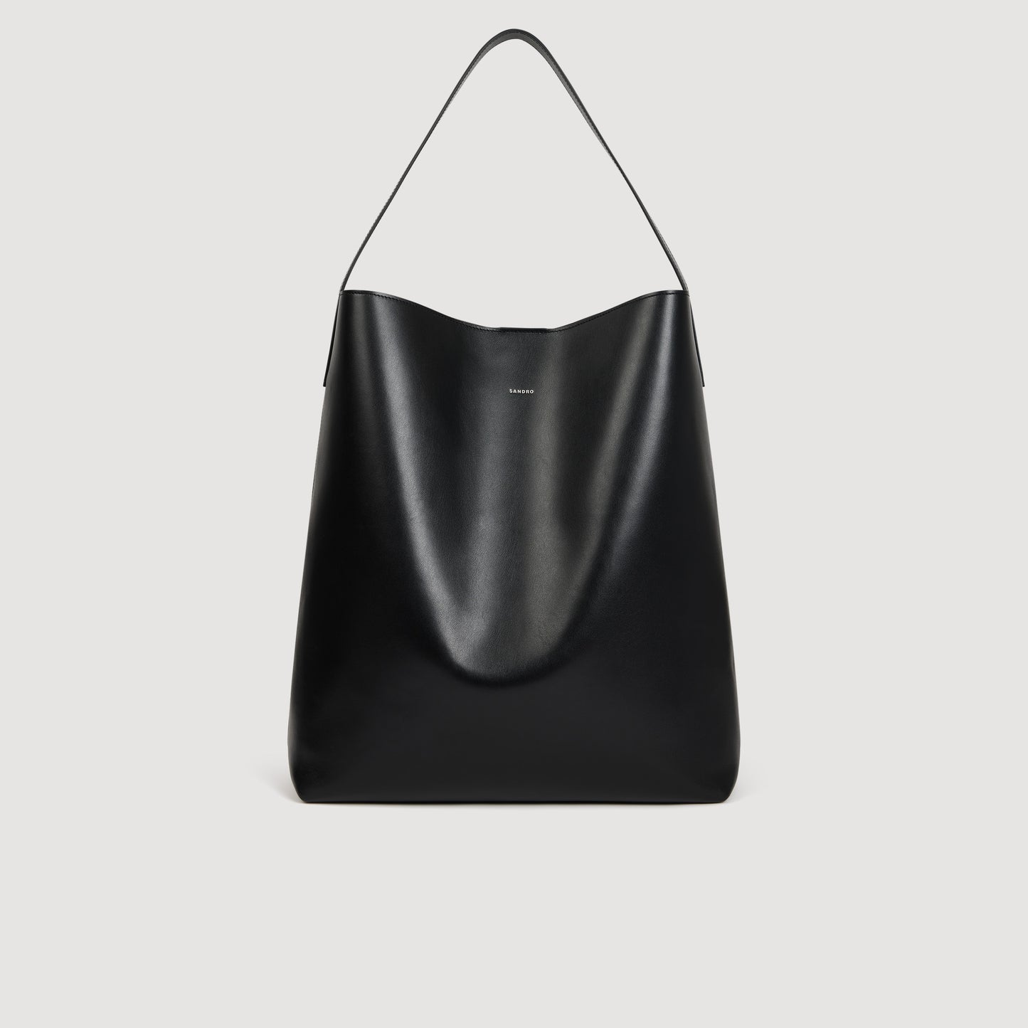 Soft Hobo Leather hobo bag with logo Black
