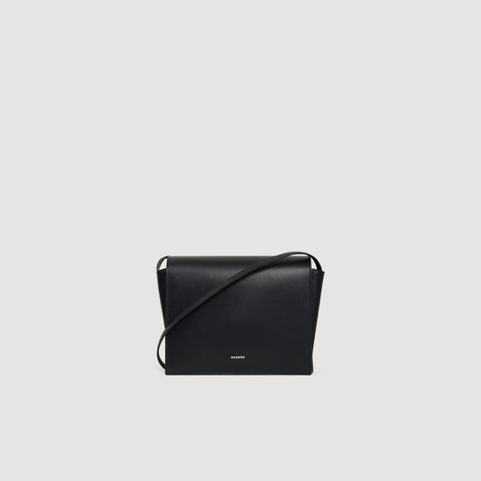 Triangle Bag Small leather bag with logo Black