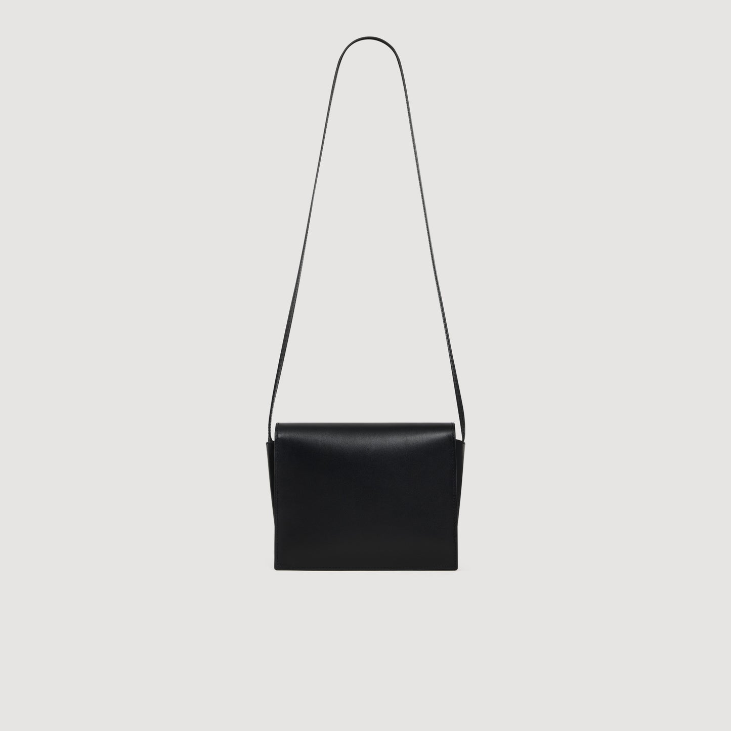 Triangle Bag Small leather bag with logo Black