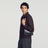 Triangle Bag Small leather bag with logo Black
