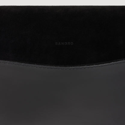 Triangle Bag Small leather bag with logo Black