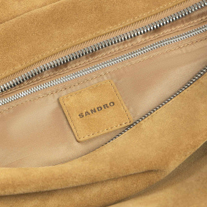 Soft Bag Small Suede Leather hobo bag with logo Camel