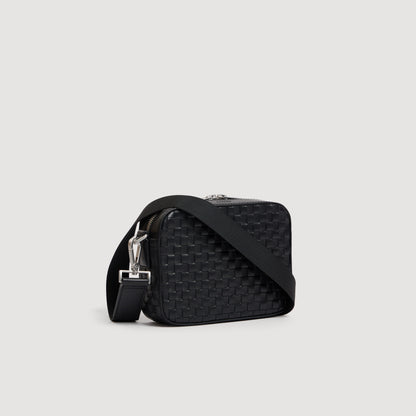 Minibag Hook Woven Small Saffiano leather bag Black