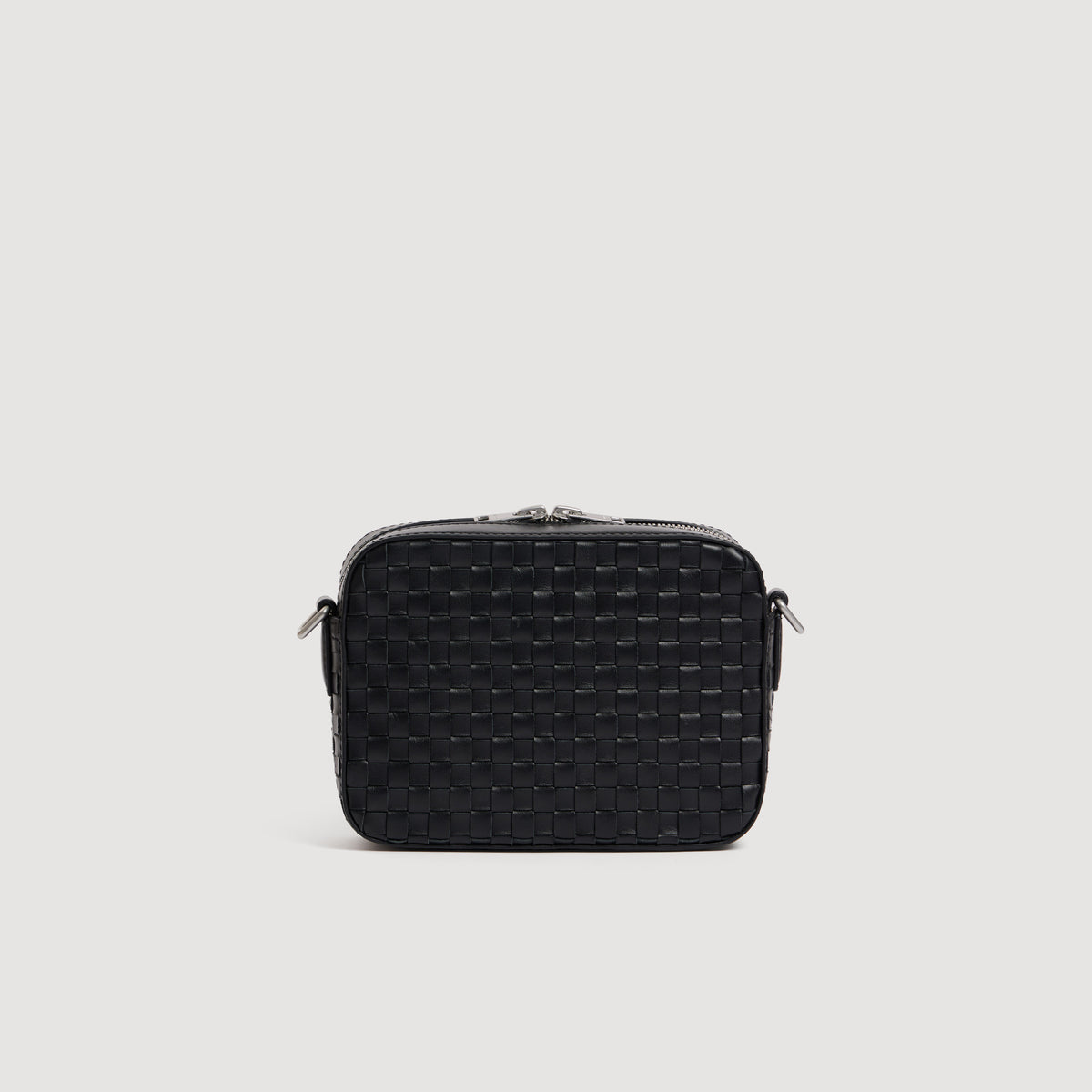 Minibag Hook Woven Small Saffiano leather bag Black
