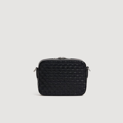 Minibag Hook Woven Small Saffiano leather bag Black