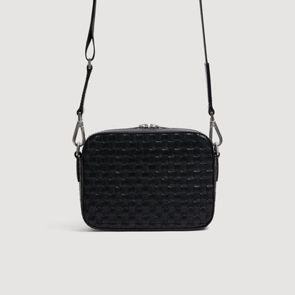 Minibag Hook Woven Small Saffiano leather bag Black
