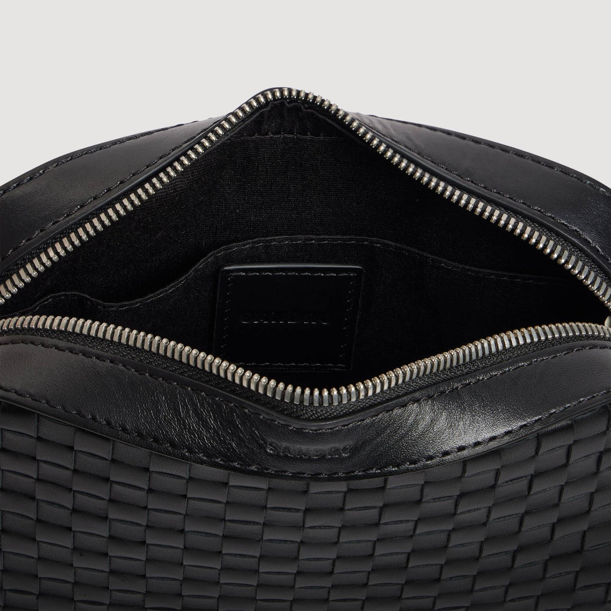 Minibag Hook Woven Small Saffiano leather bag Black