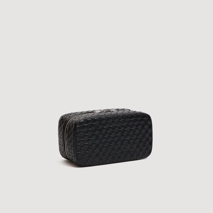 Washbag Woven Woven leather toilet bag Black