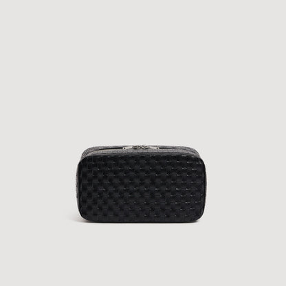 Washbag Woven Woven leather toilet bag Black