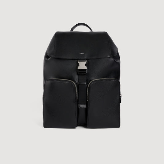 Pocket Backpack Reconstituted leather rucksack Black