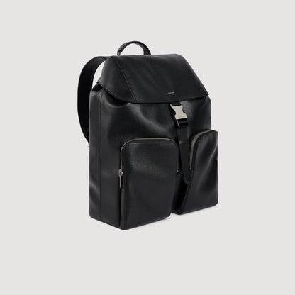 Pocket Backpack Reconstituted leather rucksack Black