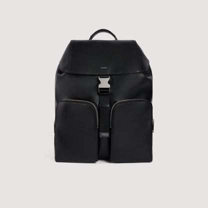 Pocket Backpack Reconstituted leather rucksack Black