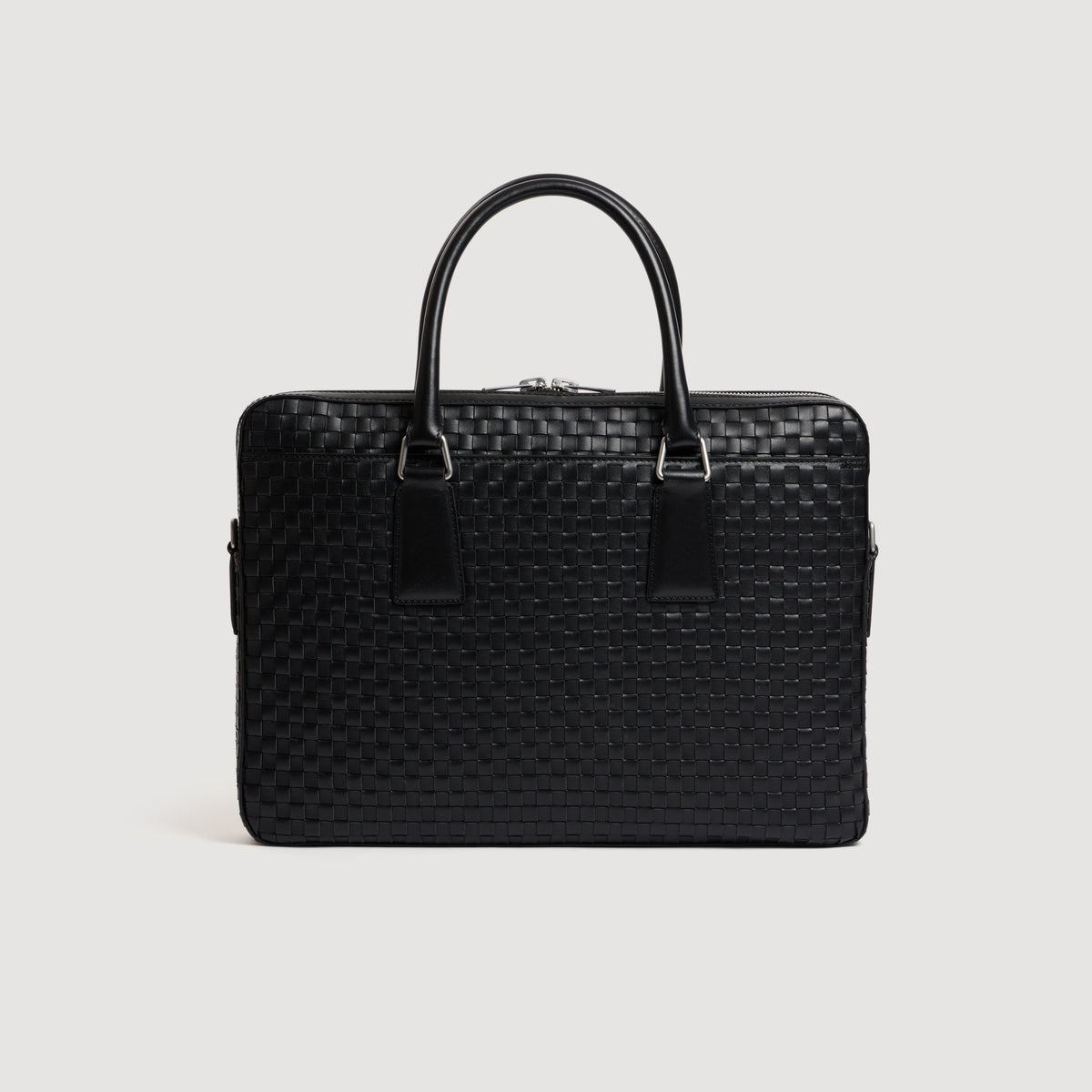 Downtown Woven Soft Woven leather briefcase Black